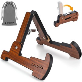 CAHAYA Guitar Stand, Ukulele, Acoustic Guitar, Wooden, Foldable, Easy Assembly, Multi-functional, Electric Guitar, Electric Bass, Violin, Guitar Holder, For Ukulele, General, Stable, Wood Grain Color,