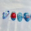 [Premium handmade embossed nails] Fish and octopus - round /