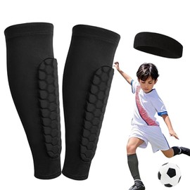 RoczentialShin Guards KidsSoccer Shin Guards Kids 8-10 Anti-Collision Sports Breathable Calf Protector for Kids Teens and Adults (Black Large)