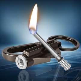 Metal Keychain Lighter With Multifunctional Bottle Opener, Permanent Match Infinity Reusable Kerosene Lighter, Waterproof Emergency Flint Fire Starter, Outdoor Camping Hiking Survival Equipment Gifts(