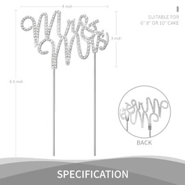 Mr and Mrs - Decoración para tartas de boda, letrero de diamantes de imitación de vidrio brillante para pastel de boda, metal plateado de alta calidad, idea para bodas, fiestas y decoración de