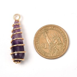 KitBeads 15pcs 18k Gold Plated Crystal Waterdrop Charms Wire Wrapped Charms Healing Stone Teardrop Charms for Jewelry Making Bulk