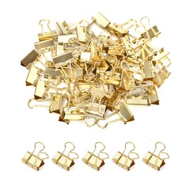 CUARUSUIKA Binder Clips, Small Binder Clips, 50Pack, 0.75 in, Small Clips, Paper Binder Clips, Binder Clips Small Size,Small Paper Clips, Office Clips, Micro Binder Clips (Glod)