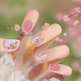 Tulip Nail Art Sticker Decals Flowers Nail Stickers for Nail Art Spring Flowers Nail Art Stickers Tulip Embossed Nail Stickers (3 Sheets)