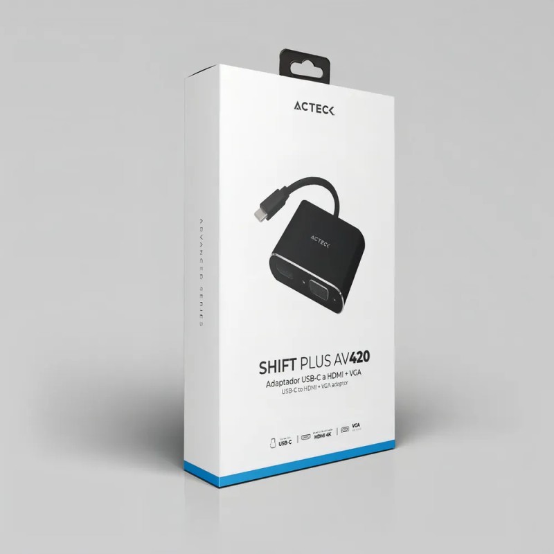 Adaptador Acteck Shift Plus Av420 Usb-c A Hdmi + Vga