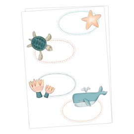 Paper dragon 8 colourful stickers for writing on children - ideal for writing on school books and school books or gifts for Christmas. Underwater