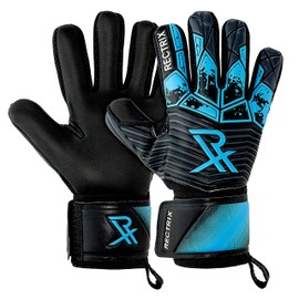 Rectrix Bold Goalkeeper Gloves - Fingersave Protection - German Latex - Negative Cut - Youth & Adult Sizes - For Football Soccer (Blue, 10)