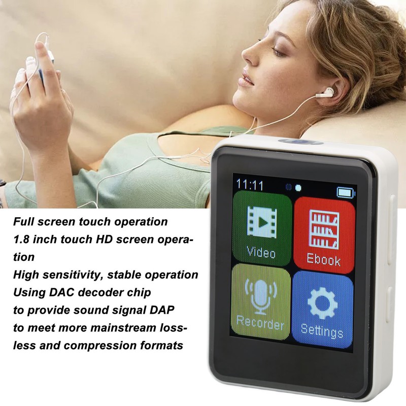 MP3 Player Bluetooth 5.0 Intelligent HD Noise Reduction FM Radio