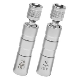 Forhome Spark Plug Wrench 14 mm and 16 mm, Spark Plug Wrench Set, Thin Wall, 3/8 Inch, 360° Rotation, Tools for Removing Spark Plugs, Magnet Universal Flexible Spark Plug Wrench