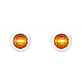 GCC 1 1/8" 3 LED Dual Function Mini Amber LED Light Lamp Bezel Clearance Marker Pair