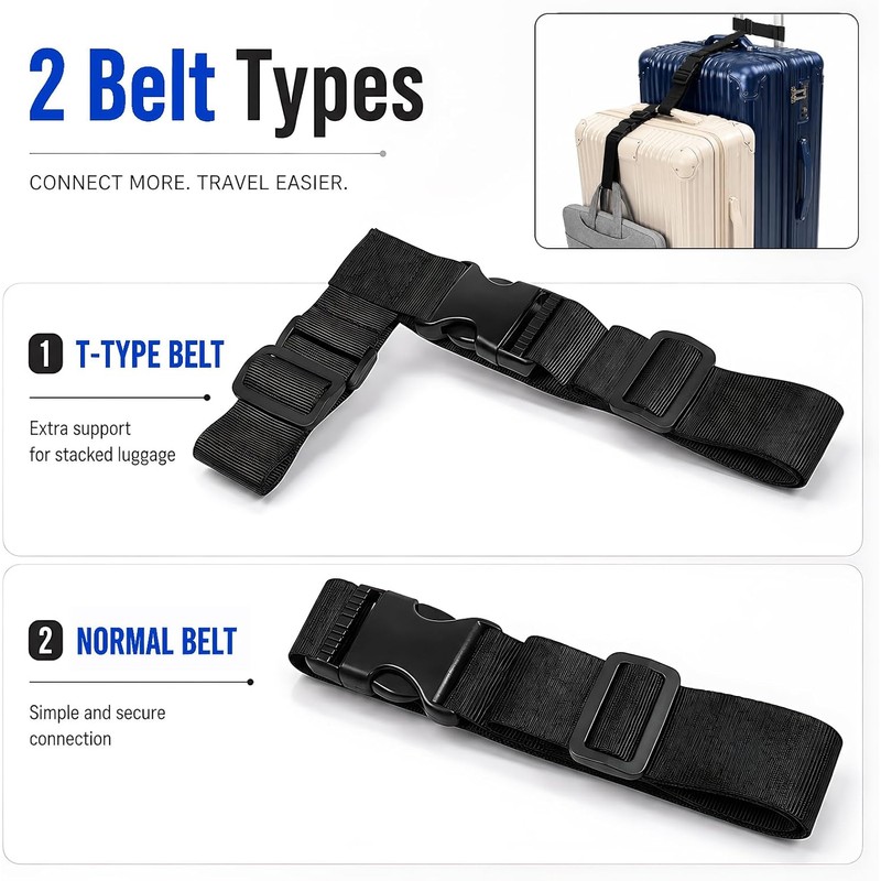 Paquete de 2 correas de equipaje para maletas, correas de
