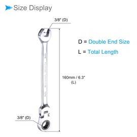 CoCud Flex Head Ratchet Wrench 3/8" Head SAE 72 Teeth Cr V Combination Wrench Spanner for Home Repair Tasks