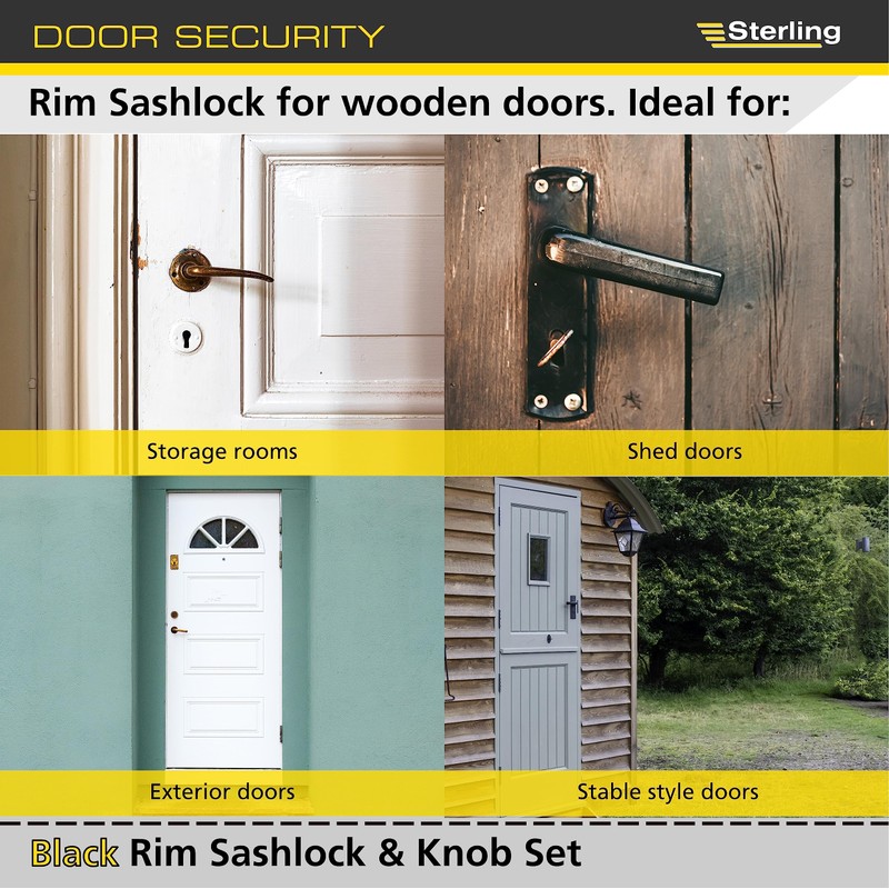 Sterling SRL004KN 152mm x 101mm Black Rim Sashlock & Knob