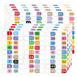 Number Index Labels Multicolor Alphabet Tabs 1-50 1-100 Tab Dividers Stickers for 3 Ring Binders Notebook Classify Files Contents Page Address Book Folder (1-100)