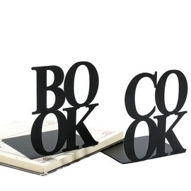 Metal L-Shaped Bookends, Black and White, Heavy Duty, for Book Lovers, Office Organization (B Black 1)
