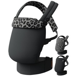 Tivellary Reversible Baby Carrier – Black Solid & Leopard Print; Lightweight & Breathable Lyocell Fabric; Ergonomic Lumbar Support and Quick Hands-Free Wear for Newborn to Toddler (7–44 lbs)