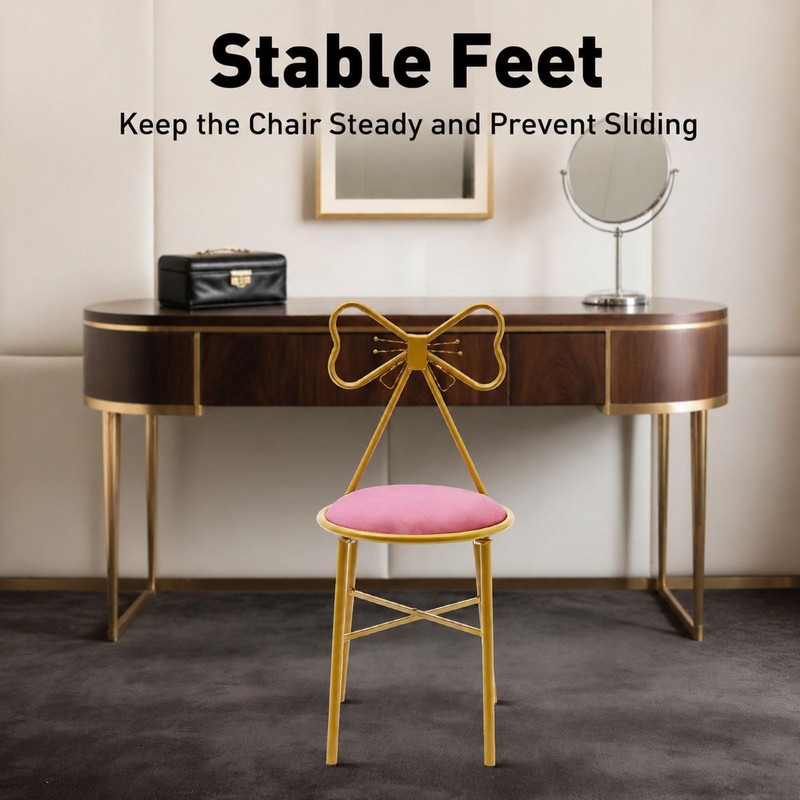 Modern Vanity Chair Stool, Cute Butterfly Shaped Backrest Makeup Chair