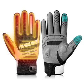 ROCKBROS Heated Gloves Winter Heated Cycling Gloves Touchscreen Warm Windproof Heating Gloves for Cycling Hiking Women & Men M