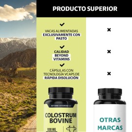 Beyond Vitamins  Calostro Bovino Grass Fed De Libre Pastoreo 1000 Mg, Bovine Colostrum Calidad Certificada - Grass Fed Colostrum - Calostrum -...     