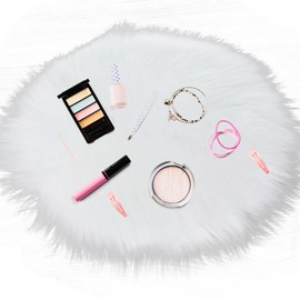 Sibba Round Rug for Bedroom Fluffy Faux Fur Fluffy Long Fireplace Hiding Rug Chair Cover Cushion Pad Plush Washable Table Cover Home Kitchen Decorative (15.7 inch/40 cm, White)