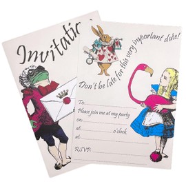 M & G Mustard & Gray Childrens Party Invitations (x12 Invites Only, Alice in Wonderland)