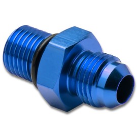 Auto Dynasty 6AN Anodized T-6061 Aluminum Straight Blue Oil Line Fitting Adapter (M14 X 1.5 Thread Pitch)