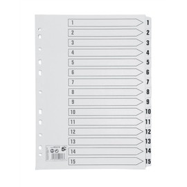 5 Star Office Index 150gsm Card with Mylar Tabs 1-15 A4 White