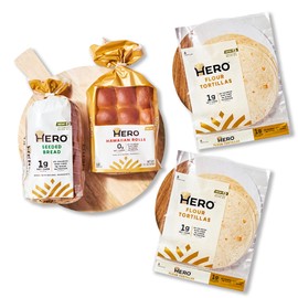 Hero Bread Hero Hits Bundle — 0g Net Carb Hawaiian Rolls, Tortillas & 1g Net Carb Seeded Bread | 0g Sugar, High Fiber, 100 Calories per serving | Net Low Carb & Keto-Friendly