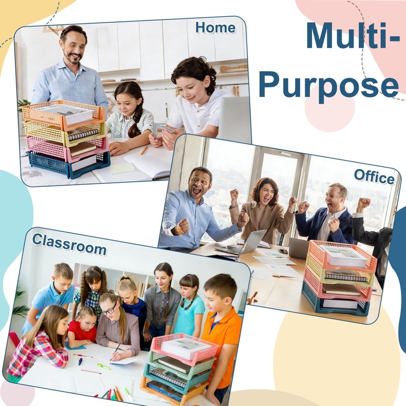 8 Pack Boho Plastic Turn in Paper Trays for Classroom
