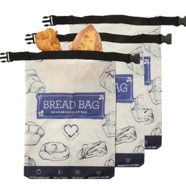 LOYORTY 3PCS Bread Bags With Zipper, Bread Bags for Homemade Bread, Reusable Sourdough Bread Bags with Double Lining, Large Bread Container to Keep Bread Fresh