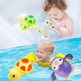 Voarge Pack of 4 Baby Bath Toys, Baby Bath Toy, Water Toy, Floating Bathing Toy, Pool Bath Toy, Clock Movement Bath Toy