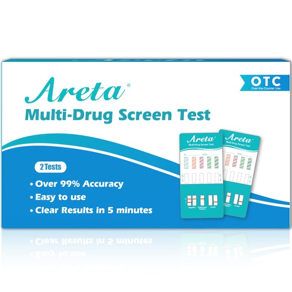 (2 Pack) Areta 5 Panel Dip Test Kits - Instant Urine Testing Multipanel Screen Test- Detecting Metabolites of THC OPI AMP COC MET - #ADTP-254
