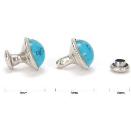 Weebee 100 Sets Blue Turquoise Rivets With Caps 8Mm Round Diy Leather Craft Supplies