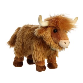 Aurora® Realistic Miyoni® Highland Cattle Stuffed Animal - Lifelike Detail - Cherished Companionship - Brown 10 Inches
