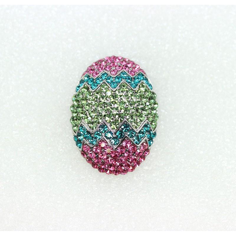 Faship Multicolors Rhinestone Crystal Big Easter Egg Pin Brooch -