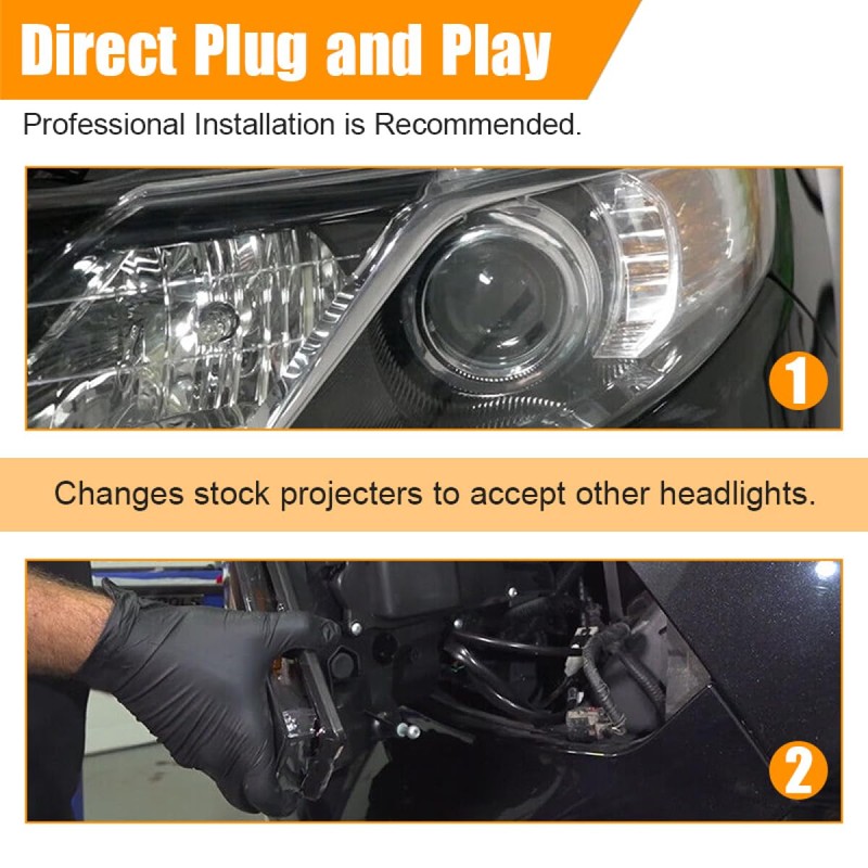 2PCS Projector Headlight Conversion Adapter Wiring Harness Converter Harness Compatible