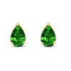 Simulated Green Emerald Pear Shape Stud Earrings In 14K Yellow