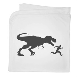 Azeeda 'T Rex Chasing Running Man' Cotton Baby Blanket/Shawl (BY00044932)