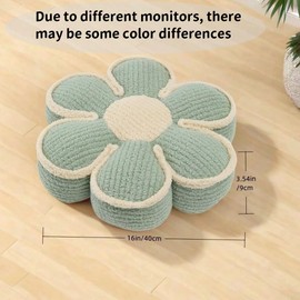 Nmkopzy Sage Green Decorative Throw Pillows Flower Daisy Shaped Pillow 16" Soft Floor Cushion for Couch Bed Chair Girls Room Bedroom Decor Aesthetic (1, Sage Green, 16 Inch)