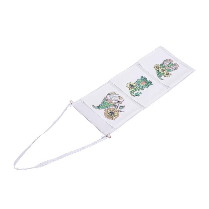 Hanging Storage Bag 3 Compartment Foldable Rhinestone Painting Pattern DIY