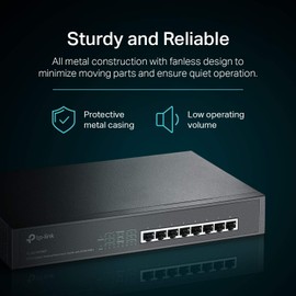 TP-Link 8 Port Gigabit PoE Switch | 8 PoE+ Ports @126W | Plug & Play | Limited Lifetime Protection | Desktop/ Rackmount | Prioritized Power Supply | Sturdy Metal | Shielded Ports (TL-SG1008MP)