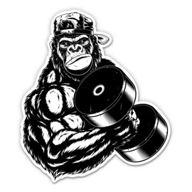 GT Graphics Express Lifting Weights Work Out Gorilla - 8" Vinyl Sticker - for Car Laptop I-Pad - Waterproof Decal