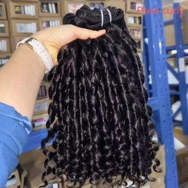 Italy Deep Curl Unprocessed Straight Water Body Natural Wavyindian Human Hair Bundles Burmese Curly for Hair Wholesalestyle: 1 bundle Pixie curly, color: Natural black, Stretched Length: 14 in