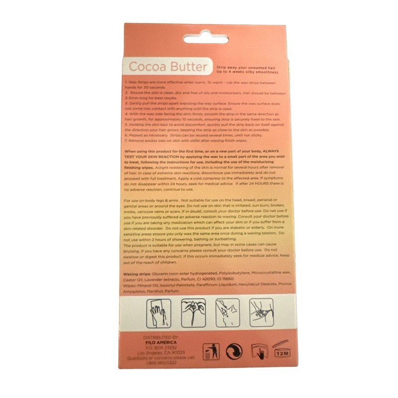 Dermatology Cocoa Butter For Bikini/Body Wax Strips- 4 Strips &