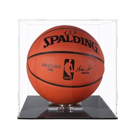 Basketball Display Case, Clear Acrylic Box for Showcasing Sports Memorabilia, Complete with Ball Stand, Ideal for Collectibles and Memorabilia Display(10.2x10.2x10.9inch)
