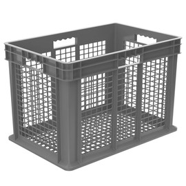 Akro-Mils 37616 Plastic Straight Wall Container Tote with Mesh Sides and Mesh Base, (24-Inch x 16-Inch x 16-Inch), Gray, (2-Pack)