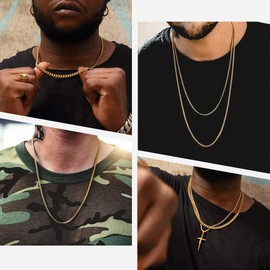Richsteel 22'' Cuban Link Chain Necklace for Men Rapper Minimalist Chains 6mm Stainless Steel Jewelry