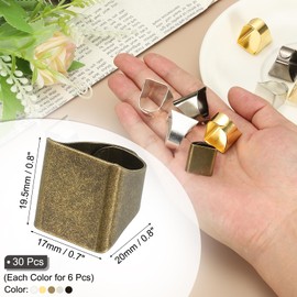 PATIKIL Brass Ring Blanks, 17x19.5mm 30 Pcs Adjustable Finger Ring Blank Base Rectangle Ring Flat Pad Tray for Jewelry Making Finding DIY Carvings, 5 Colors