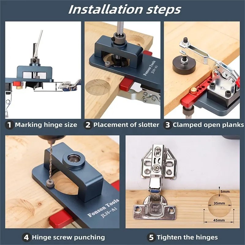 35 mm Hole Punch, Hinge Gauge, Pot Hinge Drill, Hinge