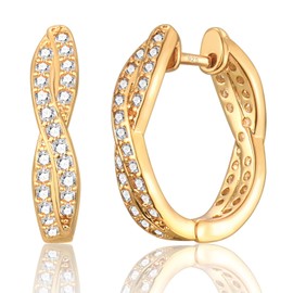 USEEDOVIA Sterling Silver Hoop Earrings for Women,Small Huggie Gold Hoop Earrings丨Hypoallergenic S925 Silver Earrings丨Cubic Zirconia Twisted Hoops Earrings Birthday Gifts for Her Girls Gold